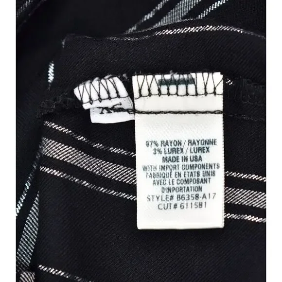 A6 NEW BELLA DAHL Black Striped Lurex Rayon Covered Buttons Shirt Dress Size XS - Picture 7 of 7